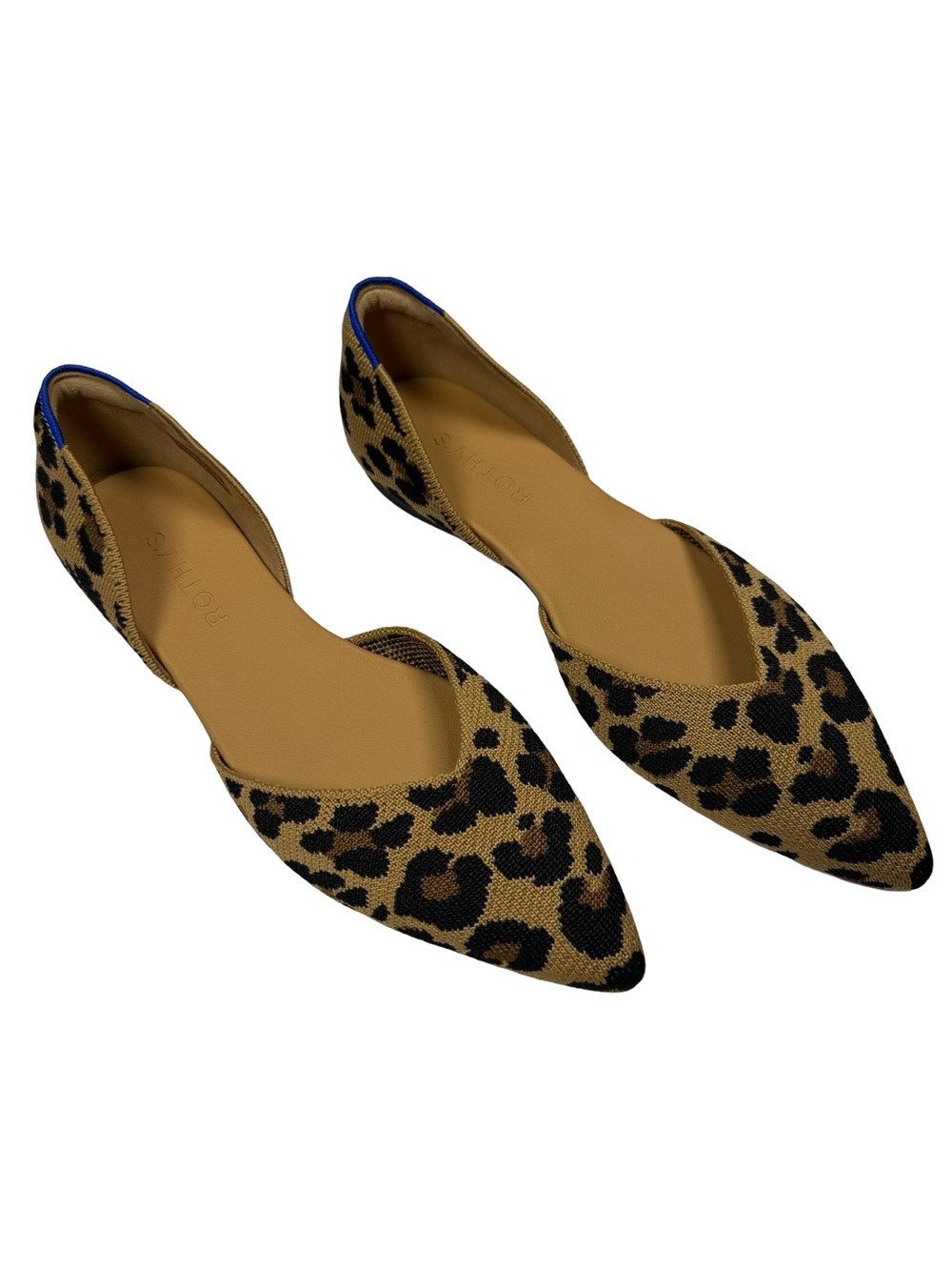 Rothy’s D’Orsay Leopard Pointed Flats 7.5 Big Cat Knit Quiet Luxury Workwear